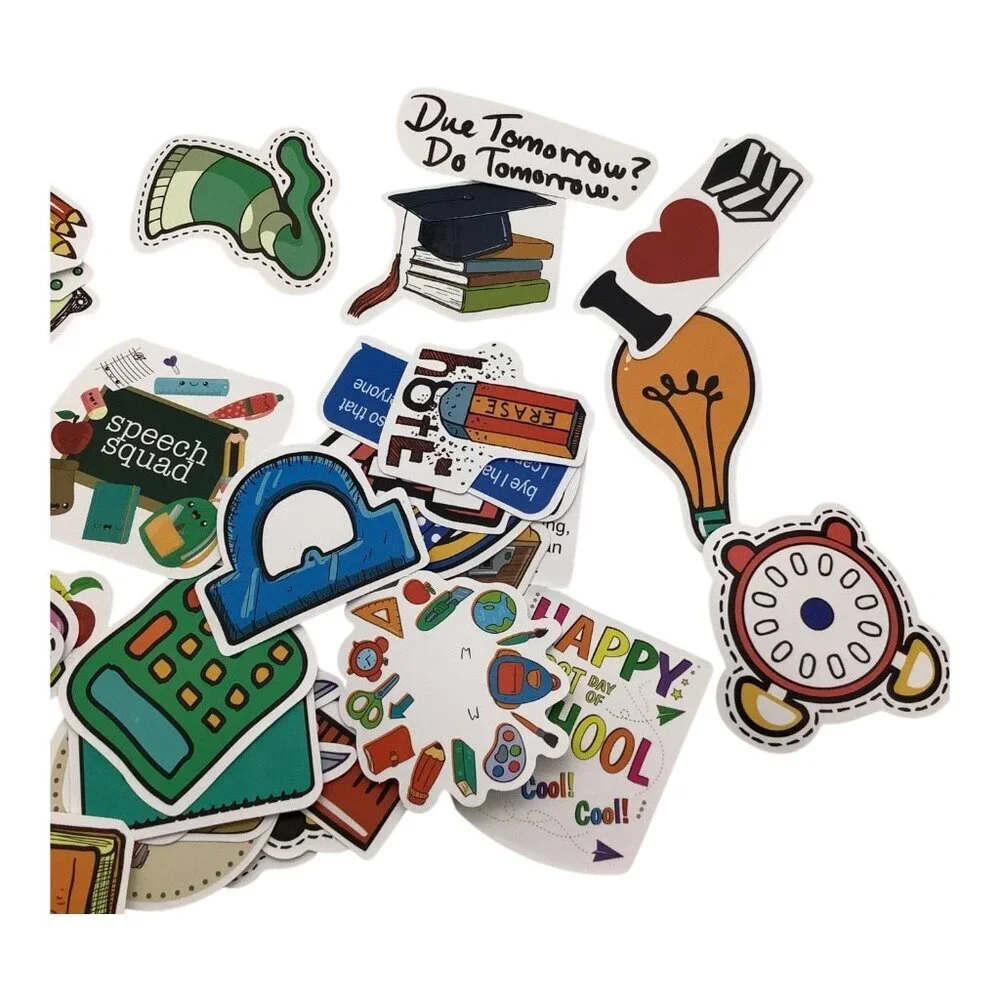 50Pcs Back To School Science Study Stickers Stationery‎ Decals For Water Bottles